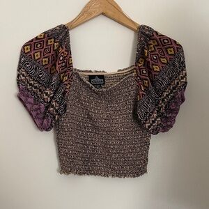 Angie Multicolor Patterned Crop Top